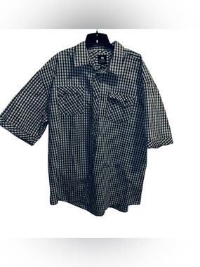 PJ Mark Men's Black and White Checked Short-Sleeve Shirt size 4XL